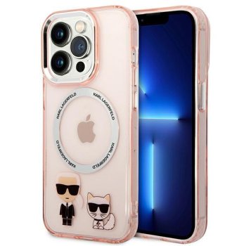 Karl Lagerfeld Karl & Choupette Aluminum MagSafe Case for iPhone 14 Pro Max, Pink