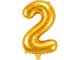 Folijas balons cipars 2 66cm dzimšanas dienas svinībām, zelta