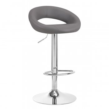 Grozāms eko ādas bāra krēsls ar regulējamo augstumu QS-B10, Pelēks | Swivel Adjustable Height Bar Counter Stool Chair