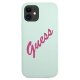 Чехол Guess для iPhone 12 mini Silicone Vintage Script, фуксия/синий