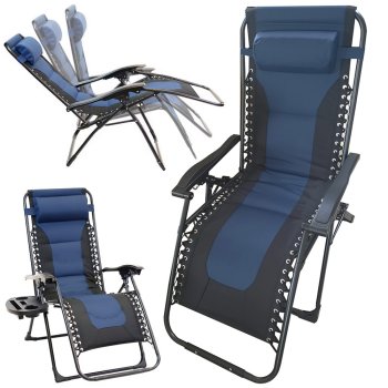 Садовый шезлонг гравитационный складной усиленный с подушкой и...