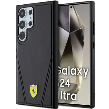 Ferrari Samsung Galaxy S24 Ultra Case Hot Stamp V Lines MagSafe, Black