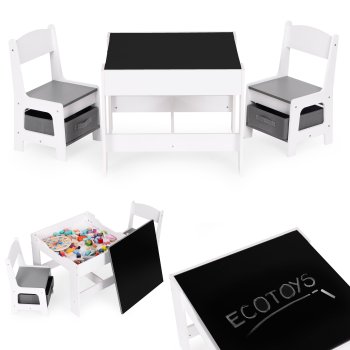 Bērnu galdiņš ar 2 krēsliņiem un krīta tāfeli ECOTOYS ZKC-1A