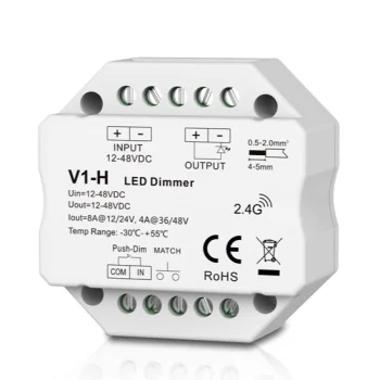 LED Kontrolieris V1-H 12-48V 8A Push-Dimm RF 2.4GHz Reostats