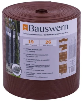 Заборная лента Bauswern Premium 26 м x 19 см, 700 г/м², RAL8011, коричневая