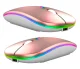 Bezvadu Bluetooth optiskā RGB LED pele ar akumulatoru, rose gold