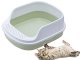 Open cat litter box with rim and large scoop, green