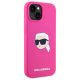 Karl Lagerfeld Silicone Karl Head Print MagSafe Case for iPhone 15, Fuchsia