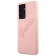 Чехол Guess для Galaxy S21 Ultra Silicone Vintage Script, розовый