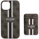 Guess vāciņš iPhone 15 ar MagSafe maku 4G Stripes, brūns