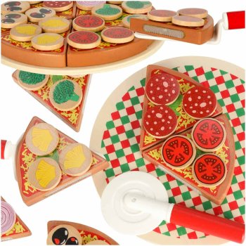 Koka picas rotaļu komplekts ar piederumiem | Wooden pizza play set with accessories