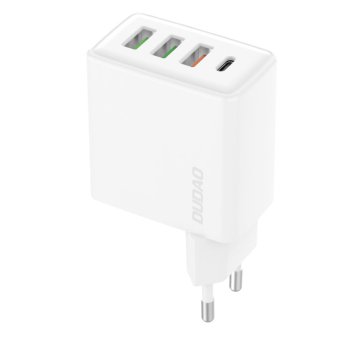 Dudao A5HEU 3xUSB-A 1xUSB-C PD 20W QC3.0 18W+ 2x12W sienas lādētājs – balts