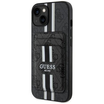 Guess 4G Stripes vāciņš ar MagSafe maciņu iPhone 15, melns