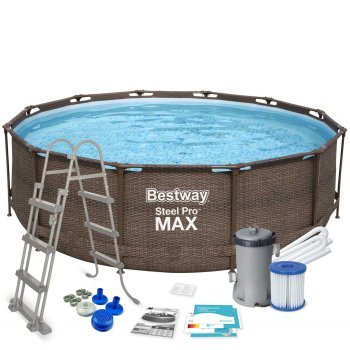 Bestway 56709 karkasa baseins ar sūkni un kāpnēm 366 x 100 cm