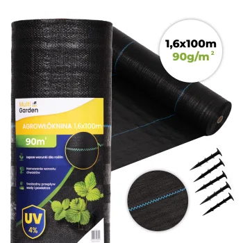 Черное агроволокно от сорняков Multigarden 90г/м² 1.6x100м с колышками
