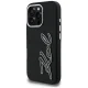 Karl Lagerfeld FW Grained Signature Logo vāciņš iPhone 16 Pro Max, Melns