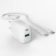 Puro PROLITE 30W USB-A / USB-C sienas lādētājs + USB-C – USB-C kabelis 1,2 m – balts