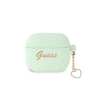 Guess чехол для AirPods 3 Silicone Heart Charm Зеленый