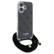 Guess iPhone 16 vāciņš Crossbody Cord 4G Print, melns