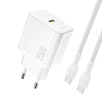 Сетевое зарядное устройство Dudao A27CEU 25W GaN USB-C с кабелем, белое