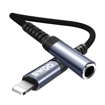 BWOO BZ48 Lightning to 3.5mm AUX Adapter, Black