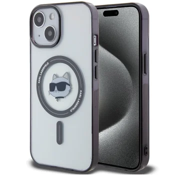 Karl Lagerfeld iPhone 15 Plus vāciņš IML Choupette`s Head MagSafe, caurspīdīgs