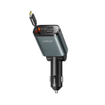 Автомобильное зарядное устройство Joyroom JR-CCL07 3-в-1 с рулеткой USB-C,...