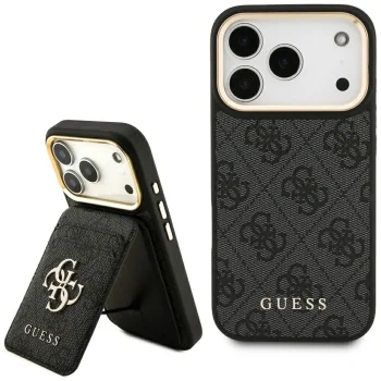 Guess 4G vāciņš ar MagSafe maku iPhone 17 Pro – melns | Phone Case Cover
