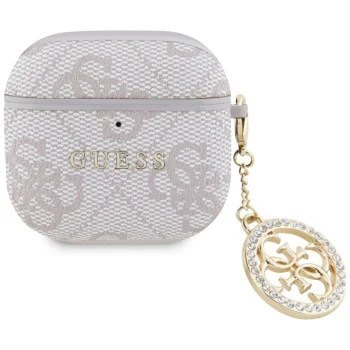 Чехол Guess 4G Strass Charm для AirPods 4, розовый