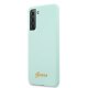 Чехол Guess для Samsung Galaxy S21+ Silicone Script Metal Logo, синий