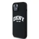 DKNY iPhone 15 / 14 / 13 vāciņš Liquid Silicone White Printed Logo MagSafe, melns