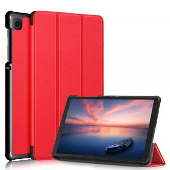 Samsung Galaxy Tab A7 Lite (SM-T220/T225) Tri-fold Stand PU Leather Case Cover, Red | Planšetdatora Apvalks Vāks...