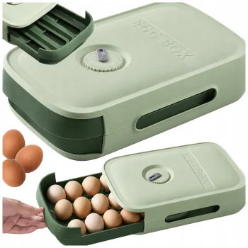 Green Egg Storage Container Drawer for Refrigerator, 18 Eggs