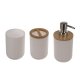 Ruhhy 6-Piece Bathroom Accessory Set, White / Bamboo