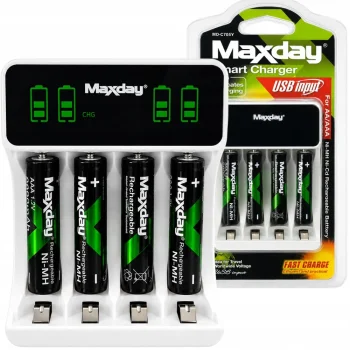 Зарядное устройство Maxday для аккумуляторов AA/AAA с LCD + 4...