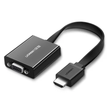 Адаптер Ugreen HDMI - VGA с micro USB и 3.5 мм аудио черный (40248)