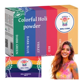 Набор цветных красок Холи 6x100г Holi Cow 27335, разноцветный