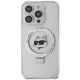 Karl Lagerfeld iPhone 15 Pro vāciņš Ring Stand Choupette Head MagSafe, balts