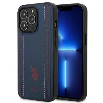 Apple iPhone 14 Pro Max 6.7'' US Polo Leather Stitch Case Cover (USHCP14XPFAV), Navy | Чехол Кейс Бампер...