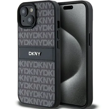 Чехол DKNY для iPhone 15 Plus / 14 Plus Mono Stripe & Metal Logo, черный