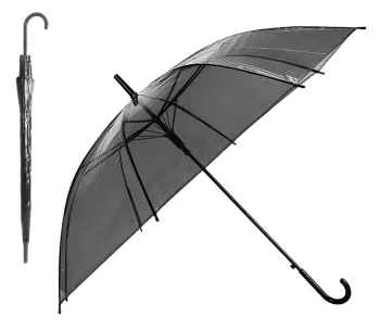 Caurspīdīgs melns lietussargs | Transparent black umbrella