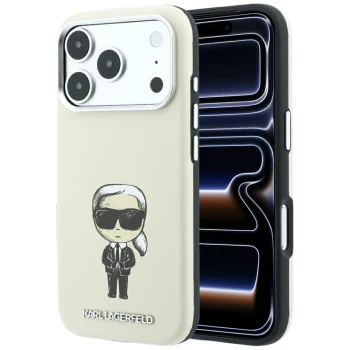 Чехол Karl Lagerfeld Smooth Ikonik Sketch MagSafe для iPhone 18 / 17 Pro Max, бежевый