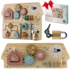 Bērnu koka sensorā tāfele, manipulācijas, aktivitāšu dēlis NK-859 Nukido | Wooden Sensory Manipulation Busy Board