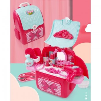 Meiteņu Rotaļu Kosmētikas Komplekts Mugursomā Koferī | Girls Toy Makeup Cosmetics Suitcase Backpack