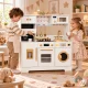Деревянная детская кухня ECOTOYS с кофемашиной и аксессуарами, белая