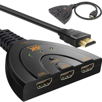 Автоматический 3-портовый HDMI переключатель 4K, черный