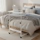 ModernHome Mobile Laptop Desk, Adjustable Height C-Table for Sofa and Bed, Rolling Cart, White