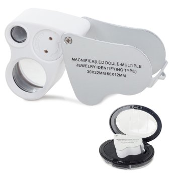 Salokāma juvelieru lupa ar 2 LED apgaismojumu 30x 60x, sudraba