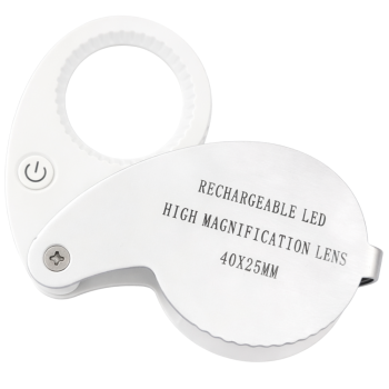 Ювелирная лупа 40x увеличение складная карманная 25мм 9 LED,...