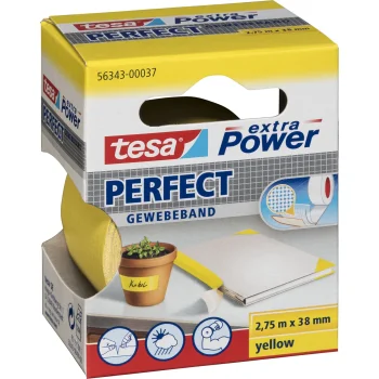 Тканевая клейкая лента Tesa Extra Power Perfect 2,75 м x 38 мм, желтая